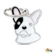 Снимка на My Family Dog Tag - Ръчно изработен адресник , White French BullDog за кучета 2.7 см/ 2.3 см. бял 1