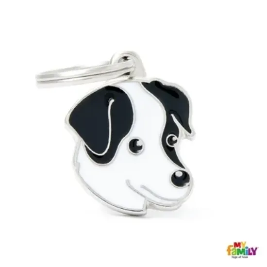 Снимка на My Family Dog Tag - Ръчно изработен адресник , Jack Russell Dog за кучета 2.2 см/ 2.1 см. черен