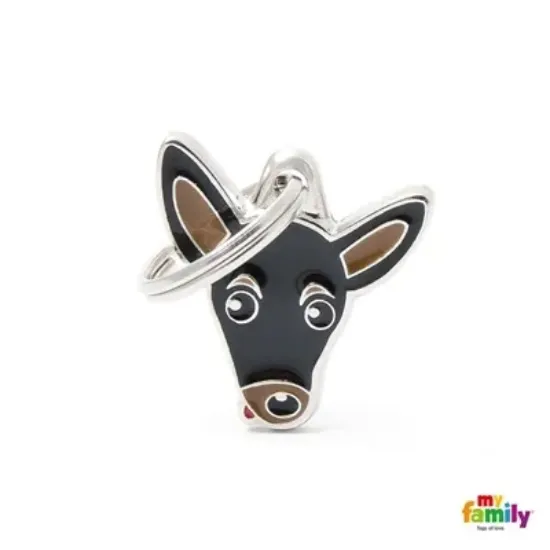 Снимка на My Family Dog Tag - Ръчно изработен адресник , Pinscher Dog за кучета 2.5 см/ 2.4 см.
