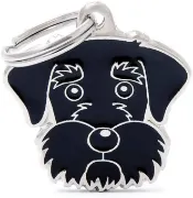 Снимка на My Family Dog Tag - Ръчно изработен адресник , Black Schnauzer Dog за кучета 3.0 см/ 2.7 см. черен 1
