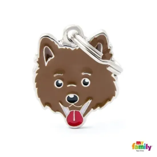 Снимка на My Family Dog Tag - Ръчно изработен адресник , Italian Spitz Dog за кучета 2.2 см/ 2.5 см. кафяв