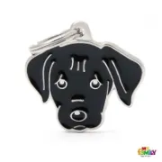 Снимка на My Family Dog Tag - Ръчно изработен адресник , Labrador Dog за кучета 3.3 см/ 2.6 см. черен 1