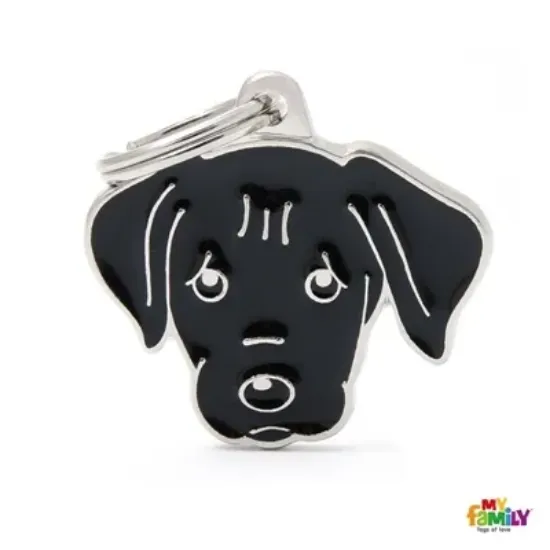 Снимка на My Family Dog Tag - Ръчно изработен адресник , Labrador Dog за кучета 3.3 см/ 2.6 см. черен