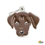 Снимка на My Family Dog Tag - Ръчно изработен адресник , Labrador Dog за кучета 3.3 см/ 2.6 см. кафяв 1