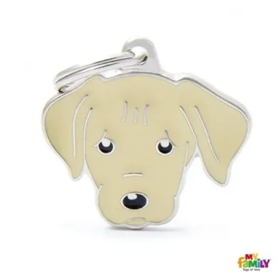 Снимка на My Family Dog Tag - Ръчно изработен адресник , Labrador Dog за кучета 3.3 см/ 2.6 см. кремав