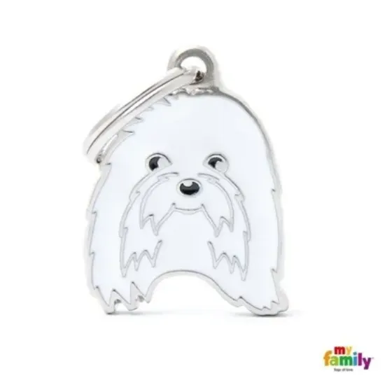 Снимка на My Family Dog Tag - Ръчно изработен адресник , Maltese Dog за кучета 2.3 см/ 2.6 см.
