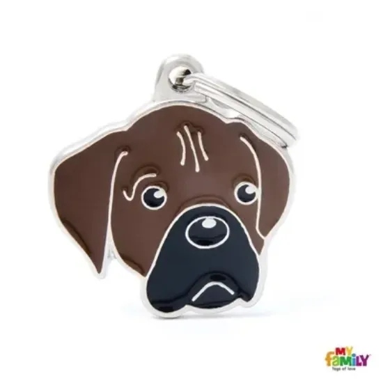 Снимка на My Family Dog Tag - Ръчно изработен адресник , Brindle Boxer Dog за кучета 2.9 см/ 2.6 см.