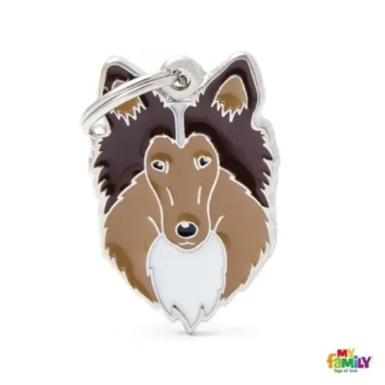 Снимка на My Family Dog Tag - Ръчно изработен адресник , Collie Dog за кучета 3.8 см/ 2.6 см.