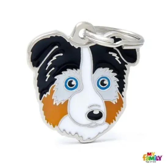 Снимка на My Family Dog Tag - Ръчно изработен адресник ,Australian Shepard Dog за кучета 3.0 см/ 3.0 см.