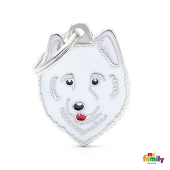 Снимка на My Family Dog Tag - Ръчно изработен адресник ,Samoyed Dog за кучета 3.2 см/ 2.5 см.