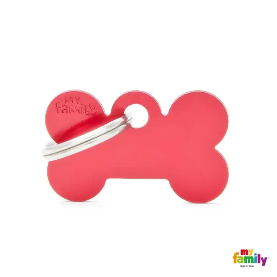 Снимка на My Family Dog Tag Plate - Ръчно изработен адресник ,плочка кокал за кучета 3.0 см/ 1.9 см. червен