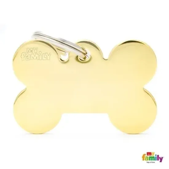 Снимка на My Family Dog Tag Plate - Ръчно изработен адресник ,плочка кокал за кучета 3.8 см/ 2.5 см. златист