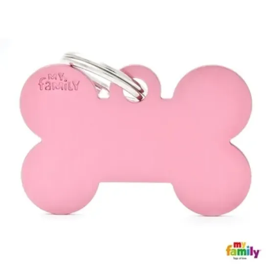 Снимка на My Family Dog Tag Plate - Ръчно изработен адресник ,плочка кокал за кучета 3.8 см/ 2.5 см. розов