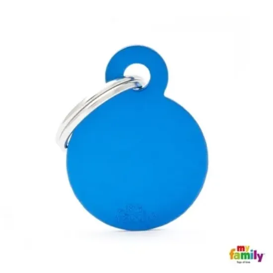 Снимка на My Family Dog Tag - Ръчно изработен адресник ,кръгъл медальон за кучета 2.85 см/ 2.15 см. син