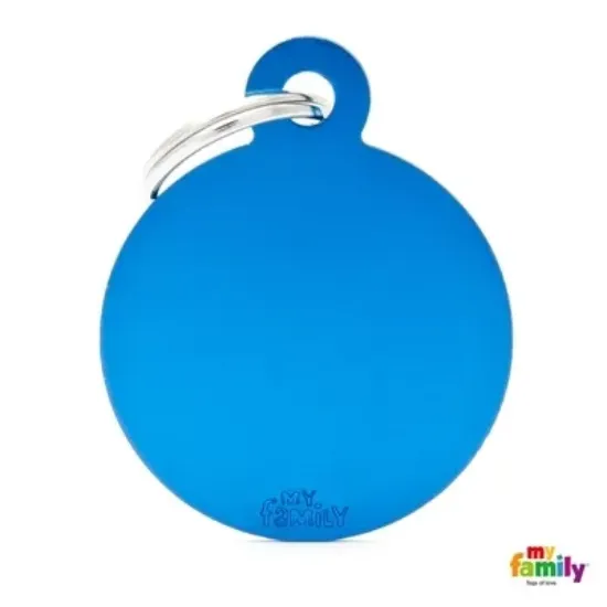 Снимка на My Family Dog Tag - Ръчно изработен адресник ,кръгъл медальон за кучета 3.93 см/ 3.17 см. син