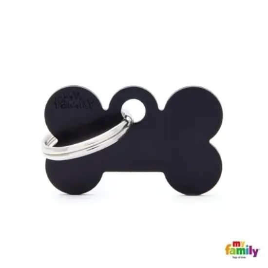 Снимка на My Family Dog Tag - Ръчно изработен адресник ,алуминиев медальон кокал, за кучета 2.8 см/ 2.5 см. черен