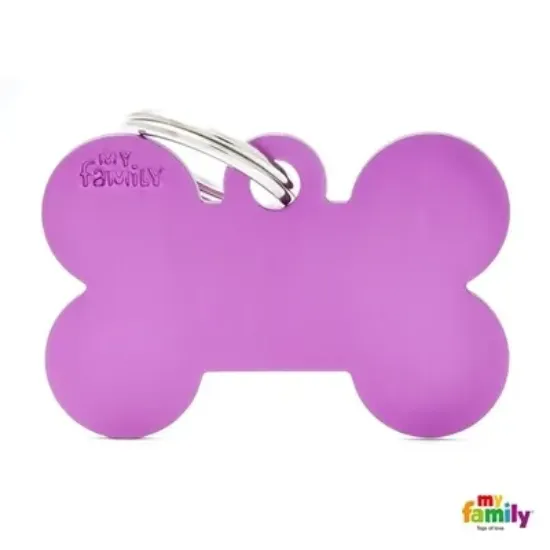 Снимка на My Family Dog Tag - Ръчно изработен адресник ,алуминиев кокал медальон, за кучета 3.8 см/ 2.5 см. лилав