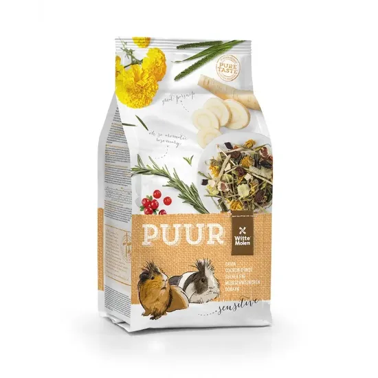 Снимка на Witte Molen Puur Guinea Sensitive - Пълноценна храна за чувствителни морски свинчета с витамин C 800 гр.