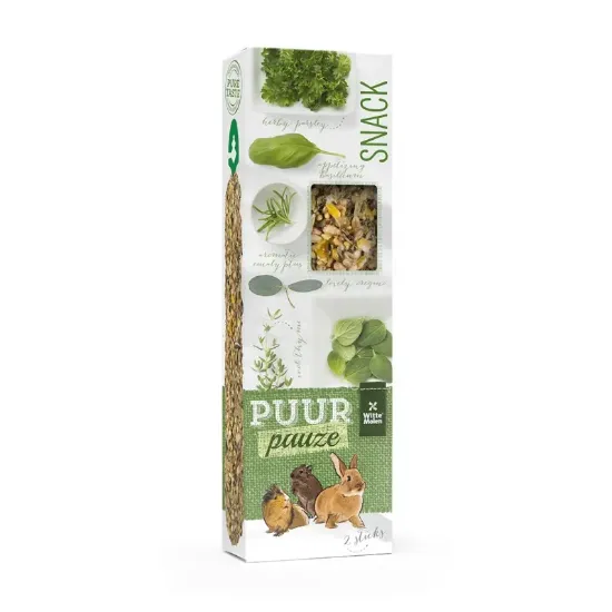 Снимка на Witte Molen Puur pauze sticks eucalyptus & thyme - Премиум допълнителна храна за гризачи, крекери с евкалипт и мащерка 180 гр.