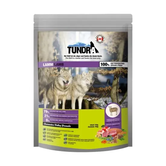 Снимка на Tundra Dog Dry Adult Lamb - Премиум пълноценна суха храна за израснали кучета, без зърно , с агнешко месо 750 гр.