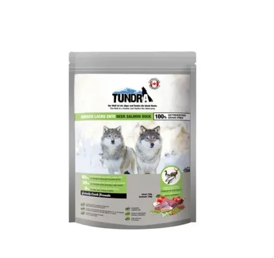 Снимка на Tundra Dog Deer Salmon Duck - Премиум пълноценна суха храна за израснали кучета, без зърно , с еленско,патешко и сьомга 750 гр.