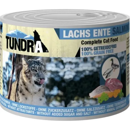 Снимка на Tundra Cat Duck and Salmon - Премиум консервирана храна за израснали котки, без зърно , с патешко и сьомга, 2 броя х 200 гр.