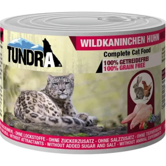 Снимка на Tundra Cat Wild Rabbit Chicken - Премиум консервирана храна за израснали котки, без зърно , с дивеч , заешко и пилешко месо, 2 броя х 400 гр.