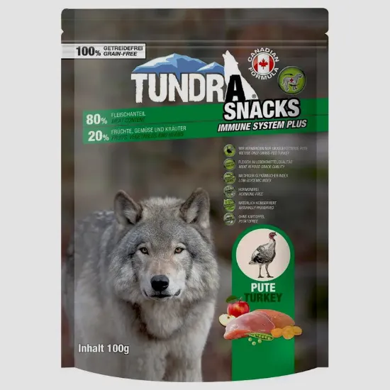 Снимка на Tundra Snack Immune Turkey - Премиум лакомство за кучета , без зърно , снакс с пуешко месо, 2 броя х 100 гр.