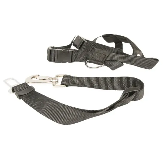 Снимка на Duvo Plus Dog Safety Belt Harness - Нагръдник, безопасен колан за автомобили , за кучета с обиколка от 70 см до 90 см. черен