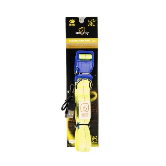 Снимка на Duvo Plus Halsband Nylon Licht USB - Светещ нашийник за кучета ,зареждане с USB,видимост 500м,обиколка от 50 до 70 см./2,5см. неоново жълт
