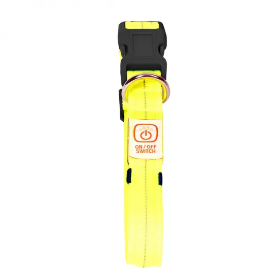 Снимка на Duvo Plus Halsband Nylon Licht USB - Светещ нашийник за кучета ,зареждане с USB,видимост 500м,обиколка от 40 до 55 см./2,5см. неоново жълт