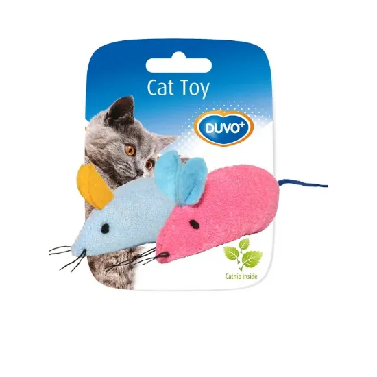 Снимка на Duvo Plus Assortment Of Mice 2st - Котешка играчка - мишки с катнип 6x5x3 см. 2 броя синя/розова