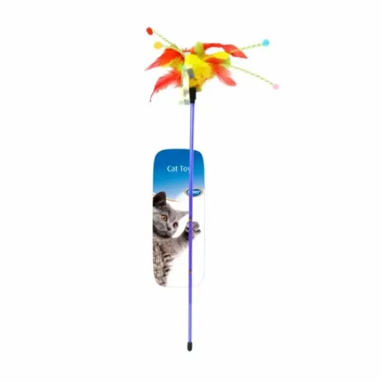 Снимка на Duvo Plus Playing Rod With Feathers - Котешка играчка - въдица с перо 62x3x1,5 см.