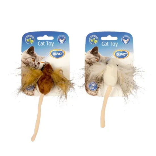Снимка на Duvo Plus Assortment Big Ear Mouse - Забавна котешка играчка - мишка с големи уши и катнип кафява/бежава