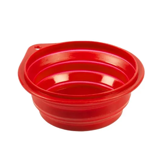 Снимка на Duvo Plus Silicone Travel Bowl - Силиконова , сгъваема купа за храна и вода за кучета 500 мл. червена / 14 см.
