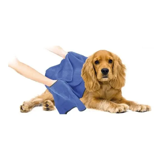 Снимка на Duvo Plus Dog Bath Towel Microfiber - Кърпа за подсушаване за кучета , микрофибър 100/70 см. синя