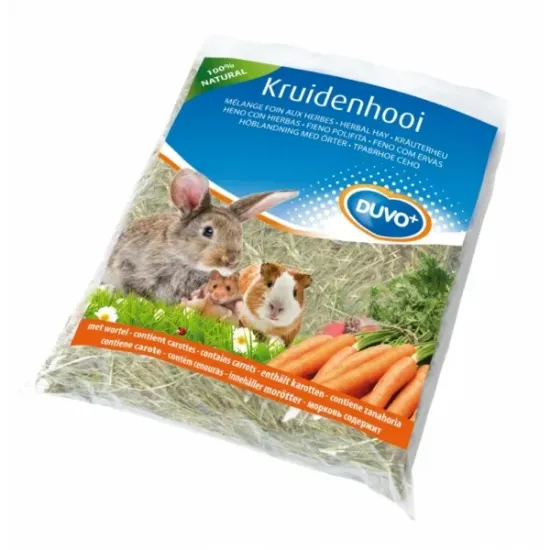 Снимка на Duvo Plus Herbal Hay Tomato - Натурално сено за зайци и гризачи с домат,за зъби и добро храносмилане 500 гр.