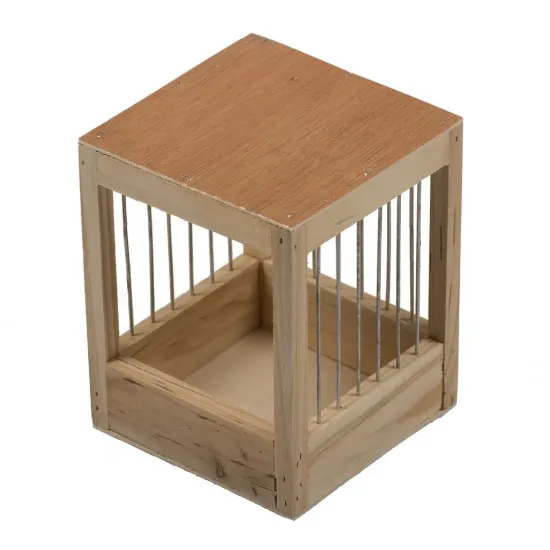Снимка на Duvo Plus Nest Box with Bars - Дървена клетка за разплод/гнездене за птици 14x14x18 см.
