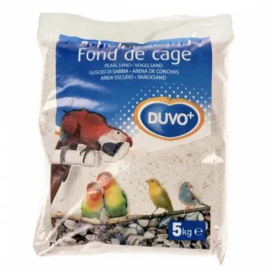 Снимка на Duvo Plus Shell Sand White - Естествен бял пясък с миди и анасон за клетки на птици 5 кг.
