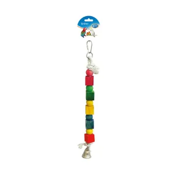 Показвай детайлите за Duvo Plus Rope Ring with Colorful Cubes & Bell - Цветна играчка за птици със звънче 35 см. 1 - MyPetShop.bg Снимка на Duvo Plus Rope Ring with Colorful Cubes & Bell - Цветна играчка за птици със звънче 35 см. 1