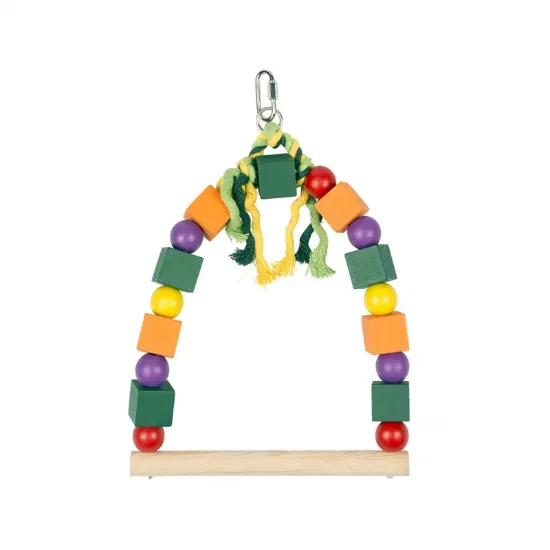 Снимка на Duvo Plus Colorful Birdswing - Цветна люлка за птици с дървени кубчета 20x29 см.