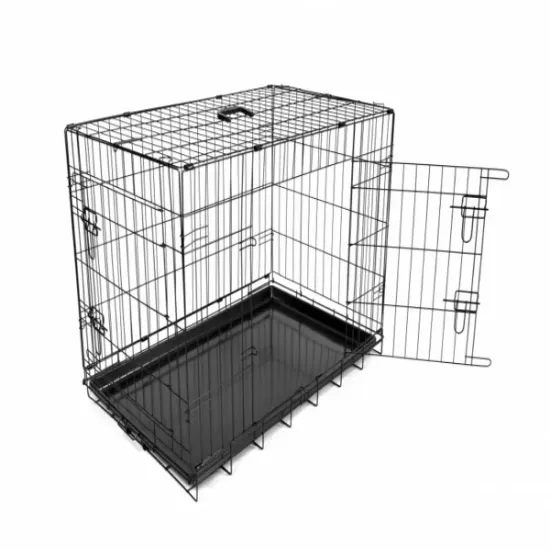 Снимка на Duvo Plus Dog Crate 2Doors Plastic Tray М - Сгъваема метална транспортна клетка за кучета с две врати 76x48x54 см. черна