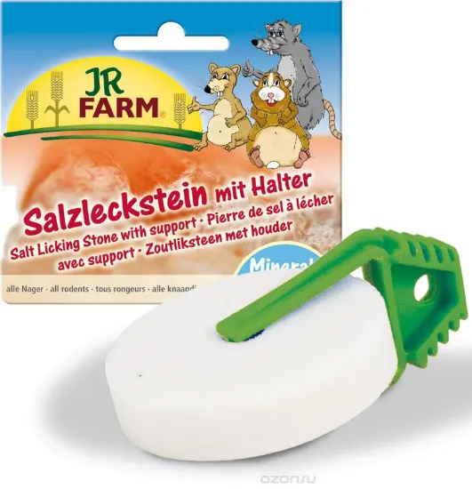 Снимка на JR Farm Salt Licking Stone with support - Солно минерално камъче за гризачи 80 гр.