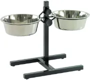 Снимка на Duvo Plus Stand H-Foot with Bowls Black M - Метални купи за храна и вода със здрава стойка против плъзгане 56 см. - 2xØ24 см.2х3л. 1
