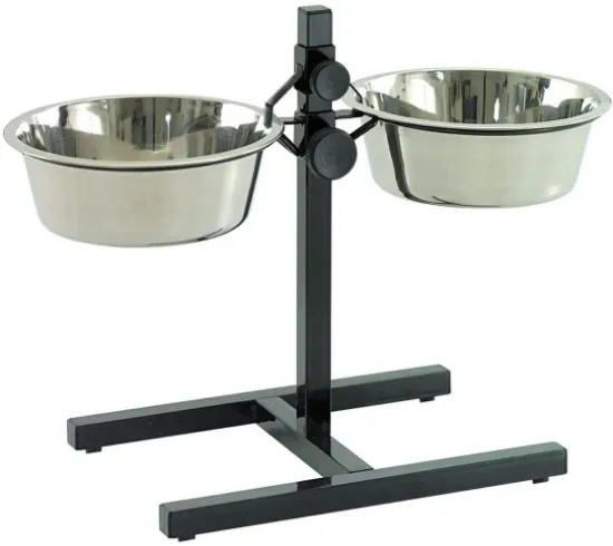 Снимка на Duvo Plus Stand H-Foot with Bowls Black M - Метални купи за храна и вода със здрава стойка против плъзгане 56 см. - 2xØ24 см.2х3л.