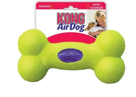 Снимка на Kong Air Squeaker Bone Medium - Забавна кучешка играчка с пискюл -гумен кокал за дъвчене , 15 см.