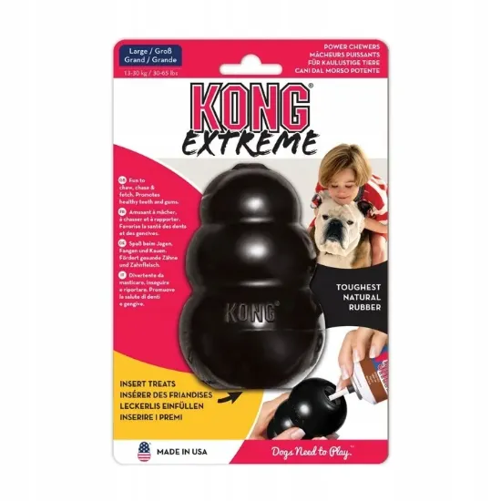 Снимка на Kong Extreme Medium - Гумена кучешка играчка за дъвчене с място за поставяне на лакомство 8.5 см. черна