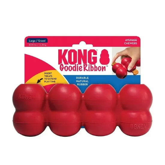 Снимка на Kong Goodie Ribbon Small - Забавна гумена кучешка играчка за дъвчене с място са поставяне на лакомства