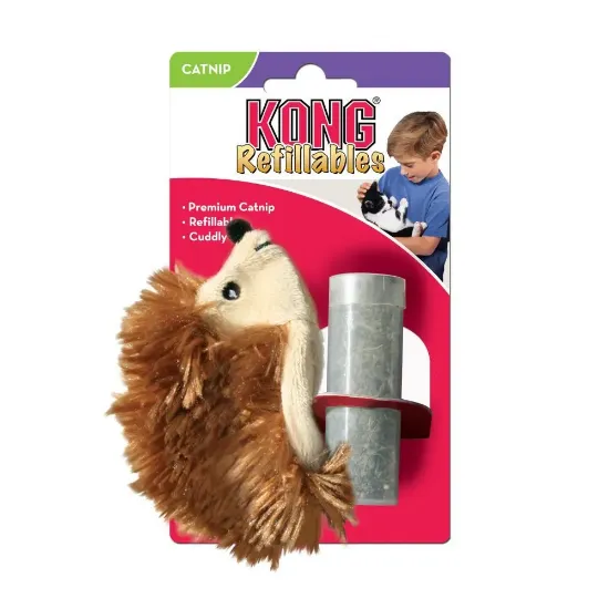 Снимка на Kong Cat Refillable Hedgehog - Забавна котешка играчка - таралеж с пълнител за коча билка стимулираща играта