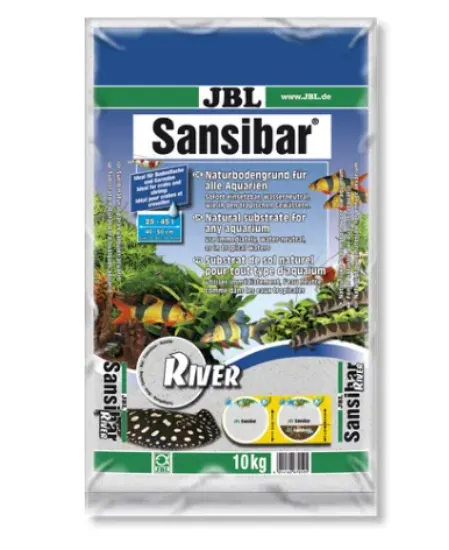 Снимка на JBL Sansibar RIVER - Дъно, фин, светъл субстрат с черни камъчета подхранващ субстрат за сладководни и соленоводни аквариуми и териариуми, 10 кг.